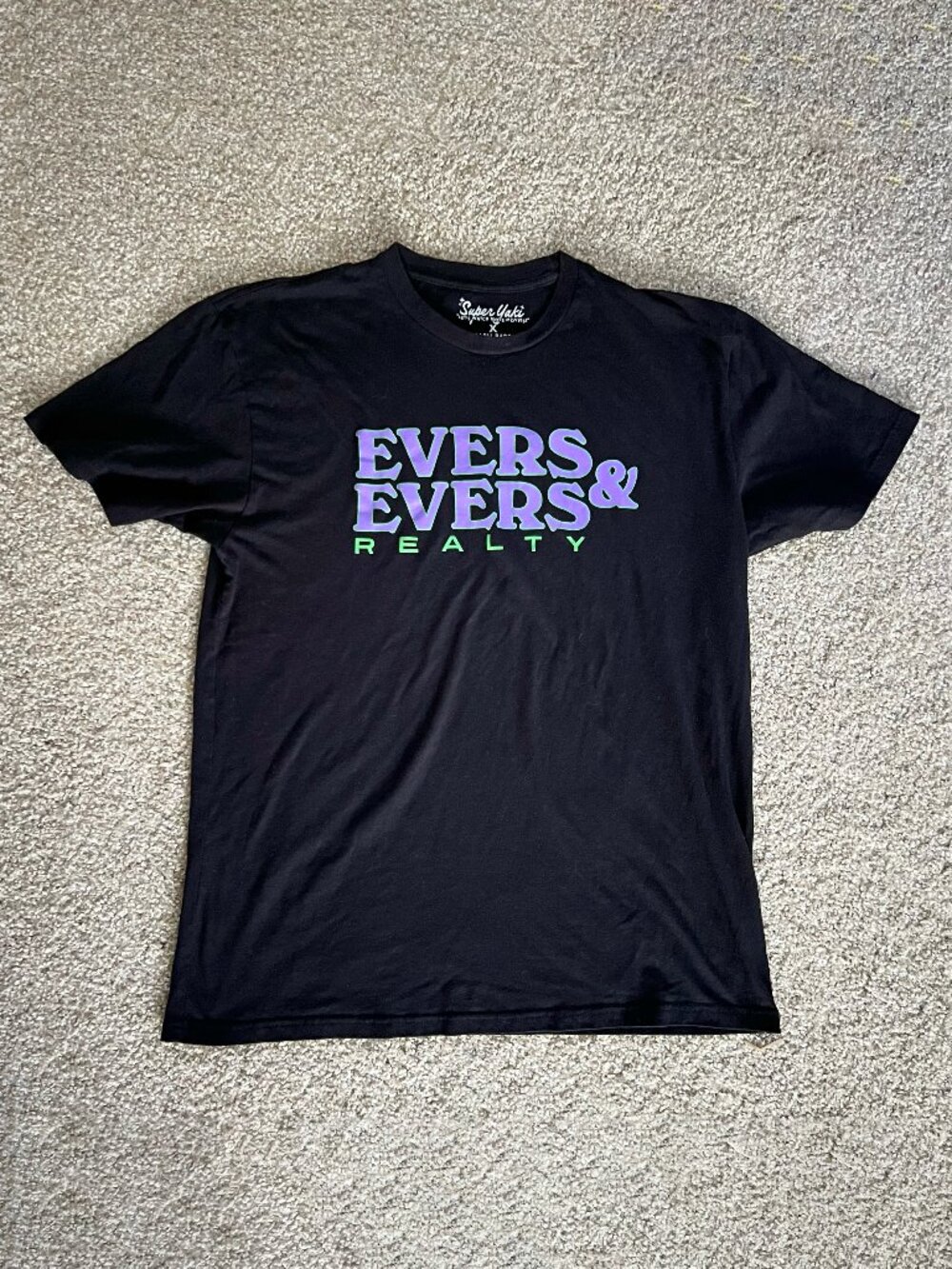 Super Yaki Haunted Mansion Evers & Evers Realty Double Sided T-Shirt Black Sz XL